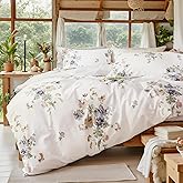 Cozaline Floral Comforter King Size 100% Cotton Comforter with Blush Blue Floral 3 Pieces Vintage Botanical Bedding Sets Soft and Lightweight Comforter Set for All Seasons
