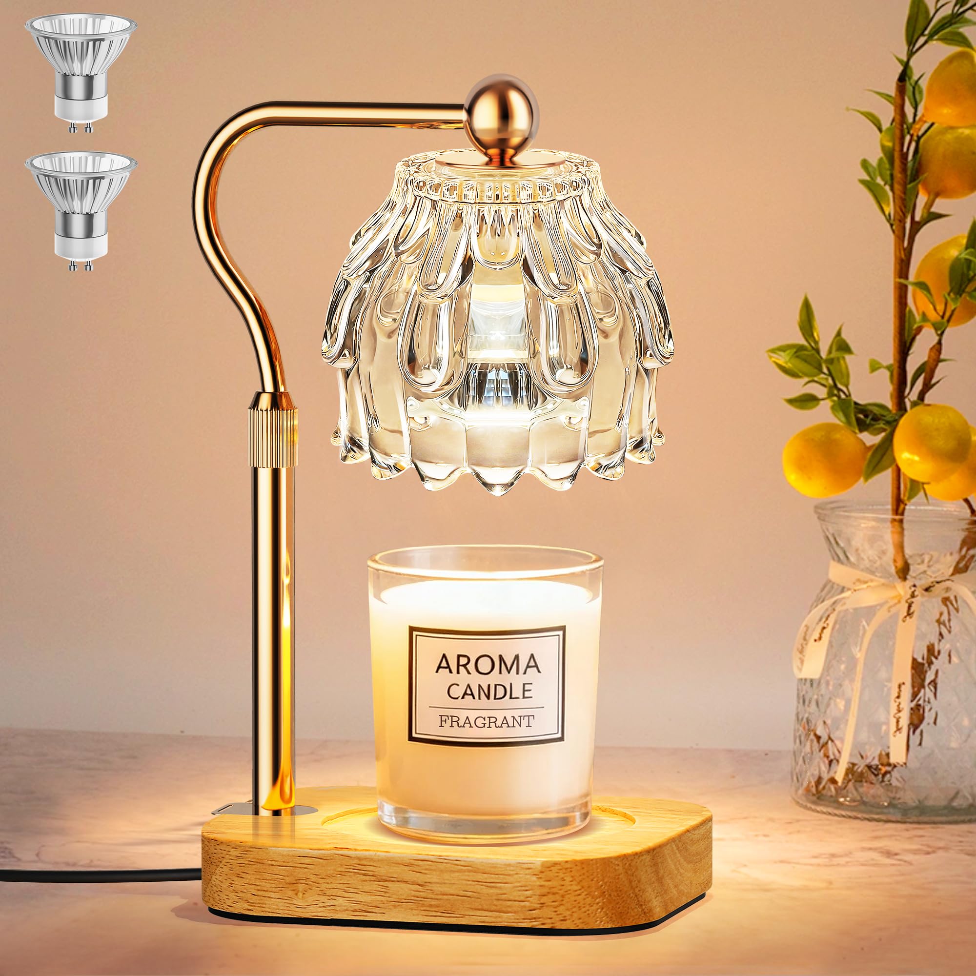 Candle Warmer Lamp with Timer - Flower Electric Wax Melter Warmer Adjustable Height for Jar Candles, Gift for Women, Mom, Christmas, Birthday,Home Decor