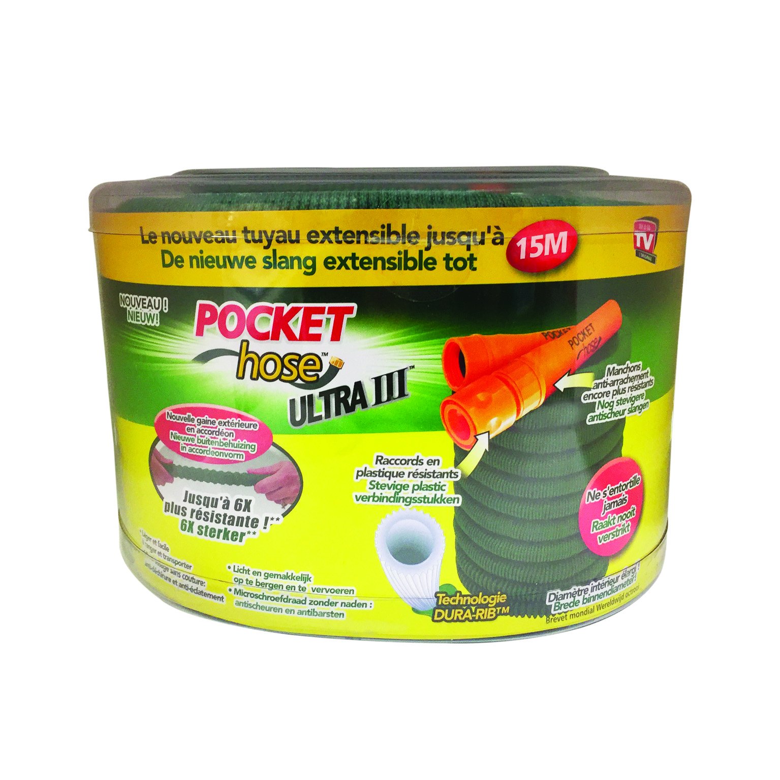 MYBO TV POCKET52 Ultra 3 Retractable Garden Hose 15 m – As Seen On TV, Green