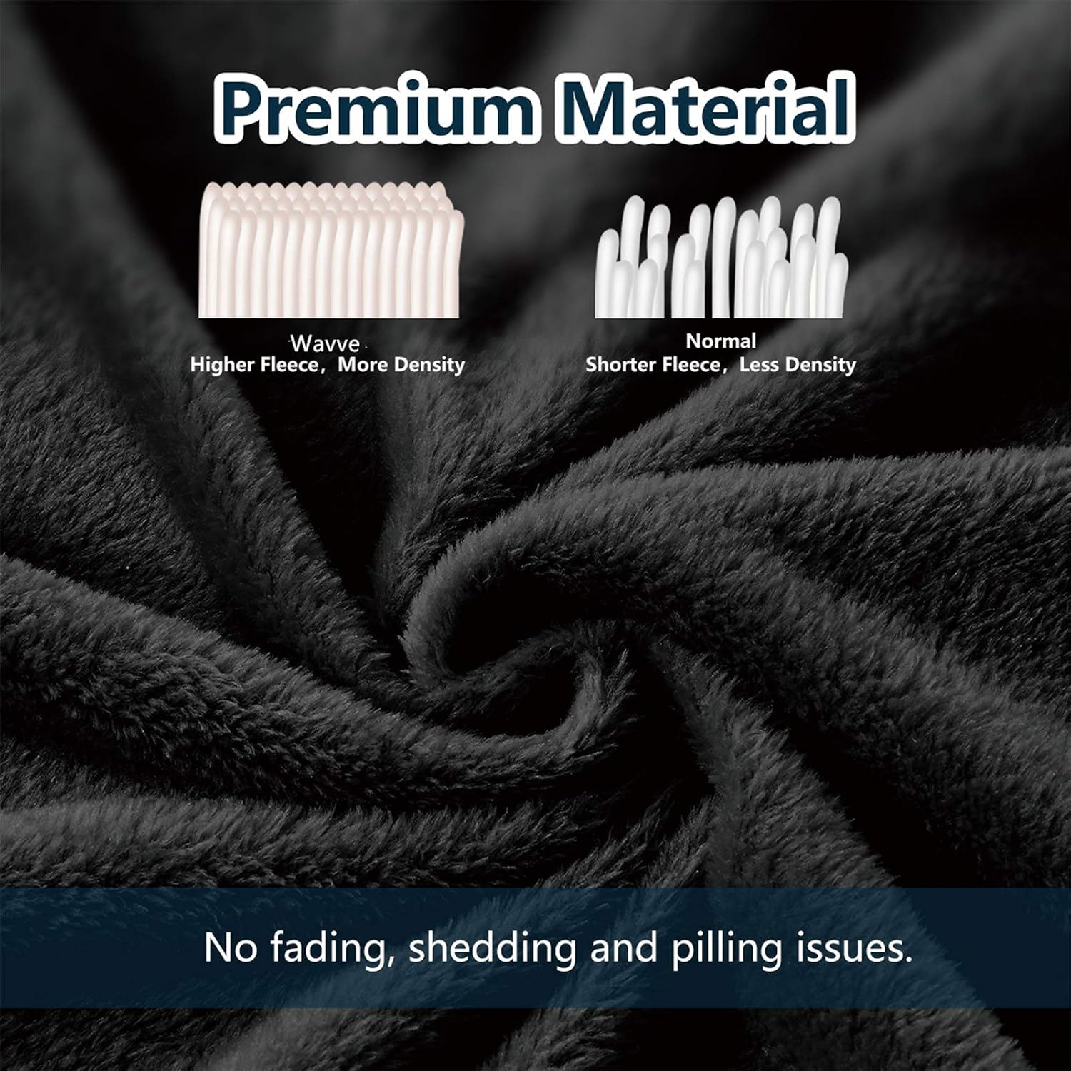 WAVVE Fleece Blanket Sofa Throw Black 5ft x 6.5ft - Fluffy Soft Warm Versatile Blanket for Sofa/Couch/Bed Double/Twin Size, 150x200 cm - Image 5