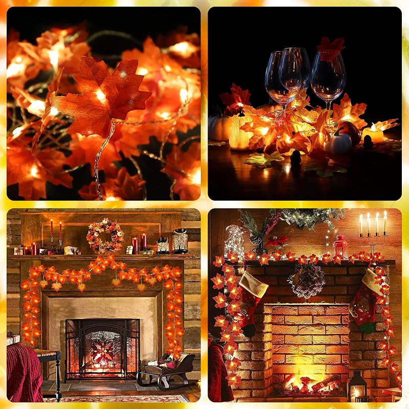 Luzes de folha de ácer, luzes de corda de folha de ácer, luzes de outono, luzes de corda de folha de ácer, decoração de folhas de outono, guirlandas para o Halloween, 3 metros 20 LED — foto 3 de 8