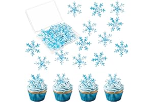 ZHUOWEISM 50 PCS Edible Snowflake Cupcake Toppers Wafer Paper Snowflake Cake Decorations Edible Snowflake Cupcake Picks Topper for Christmas Winter Frozen Theme Baby Shower Birthday Party Decor Supplies