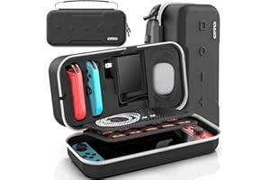 OIVO Switch OLED Carrying Case Compatible with Nintendo Switch & OLED, Portable Switch Travel Carry Case Fit for Joy-Con and Adapter, Hard Shell Protective Switch Pouch Bag with 20 Games, White