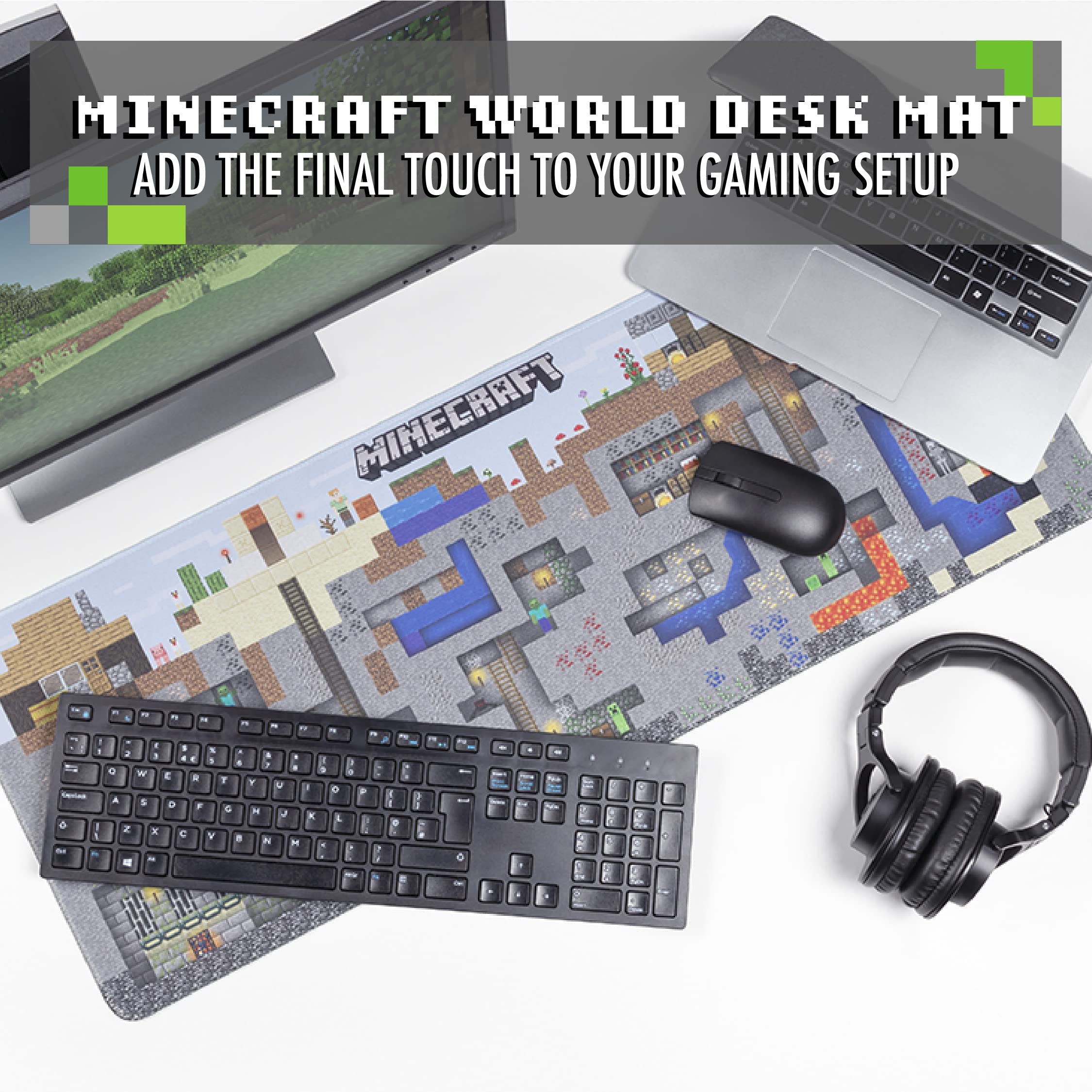 Paladone Minecraft Mining World Large Gaming Mouse Pad for Desk Keyboard Mousepad Non-Slip