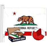 G128 California State Flag | 3x5 Ft | Double ToughWeave Series Double Sided Embroidered 210D Polyester | Embroidered Design, Indoor/Outdoor, Brass Grommets, Heavy Duty, 3-ply