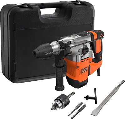 Furadeira de percussão SDS+, motor de 1250W, 3 modos de funcionamento, força de impacto 3,5J, inclui brocas e formão, BEHS03K-QS