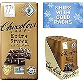 Chocolove Extra Strong Dark Chocolate Bars | 77% Cocoa | Strong & Smooth Belgian Dark Chocolate | Rainforest Alliance Certifi