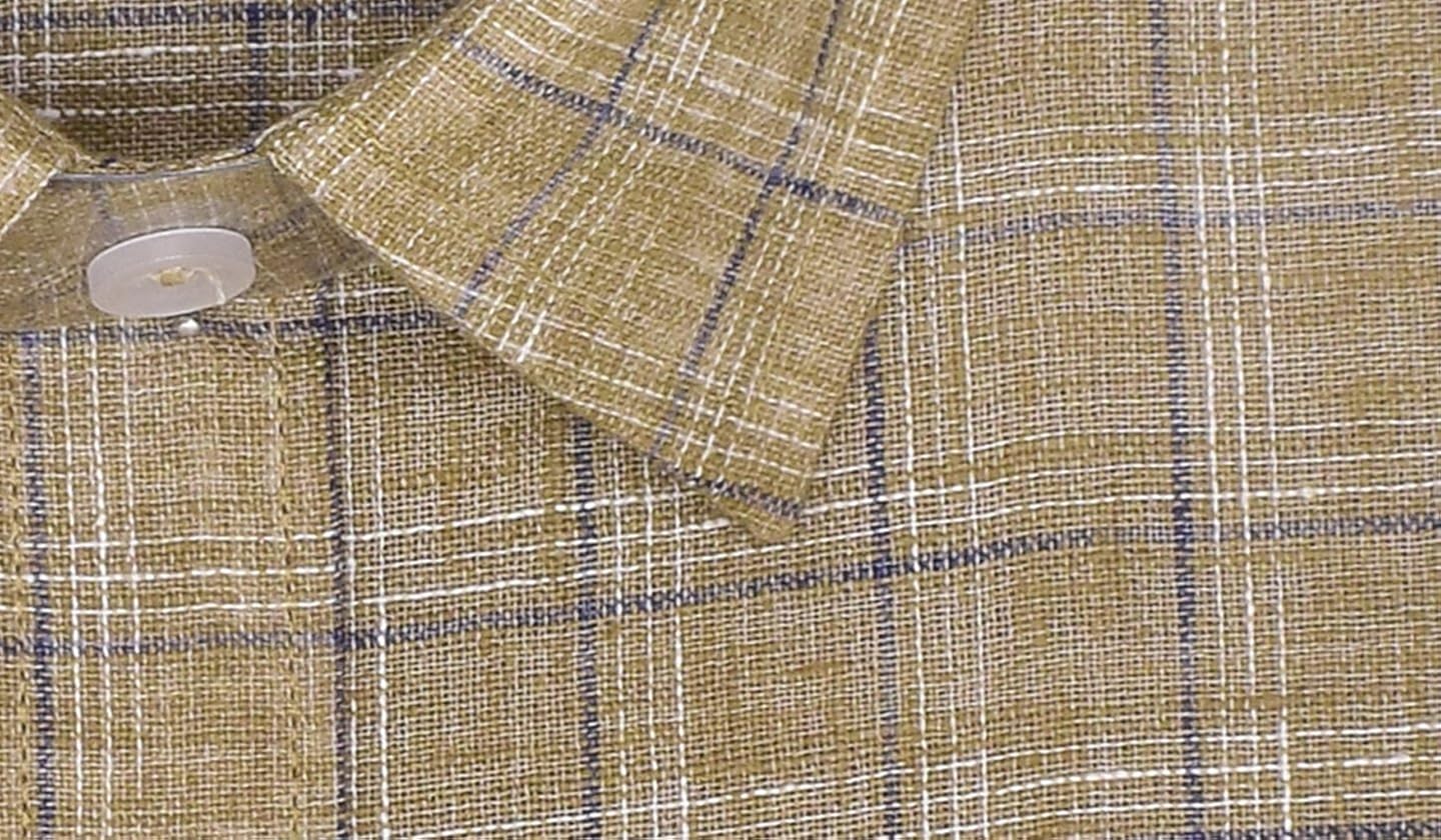 arihant men's checkered half sleeves reguler fit cotton linen formal shirts