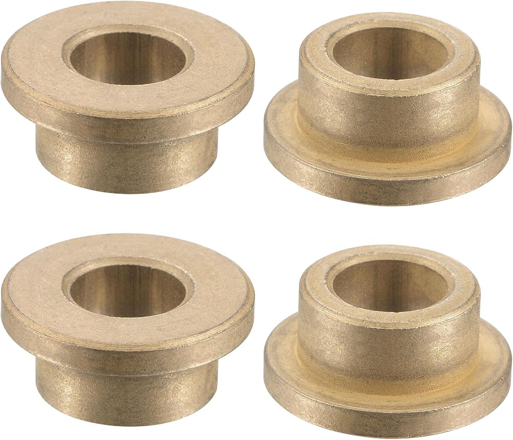 sourcing map 10mm Bore Sintered Bronze Flange Sleeve Bearing Bushing 4pcs