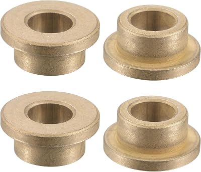 sourcing map 10mm Bore Sintered Bronze Flange Sleeve Bearing Bushing 4pcs