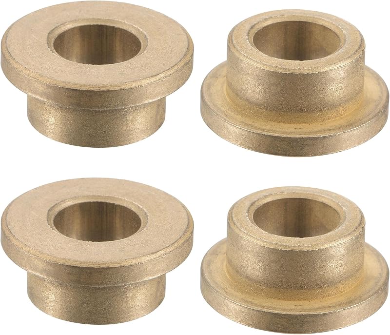 sourcing map 10mm Bore Sintered Bronze Flange Sleeve Bearing Bushing 4pcs