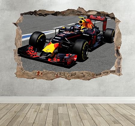 Red Bull Formula 1 Racing Car Smashed Breakout Wall Sticker