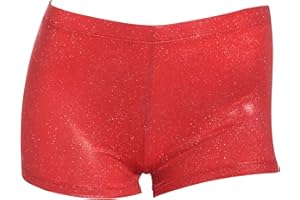 LMCOB Girls Gymnastics Shorts Sparkle Dance Tumbling Athletic Short Black