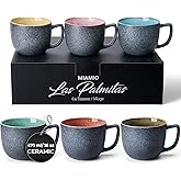 MIAMIO - 6 x 16 oz. coffee cups/mug set/coffee cup large/modern stoneware coffee mugs - Las Palmitas Collection
