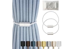 Hangtty Magnetic Curtain Tiebacks 2 Pack White Rope Tieback Curtains Holders for Drapes Modern Tie Backs Decorative Window Treatment Holdbacks