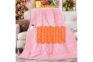 OCTROT Heated Weighted Blanket for Adults, Electric Blanket Twin Size(50in x 60in, 13 Lbs), Soft Fuzzy Fleece Sherpa Heated Blanket Throw with 10 Heating Levels & 1-8 Hours Auto Off, Pink