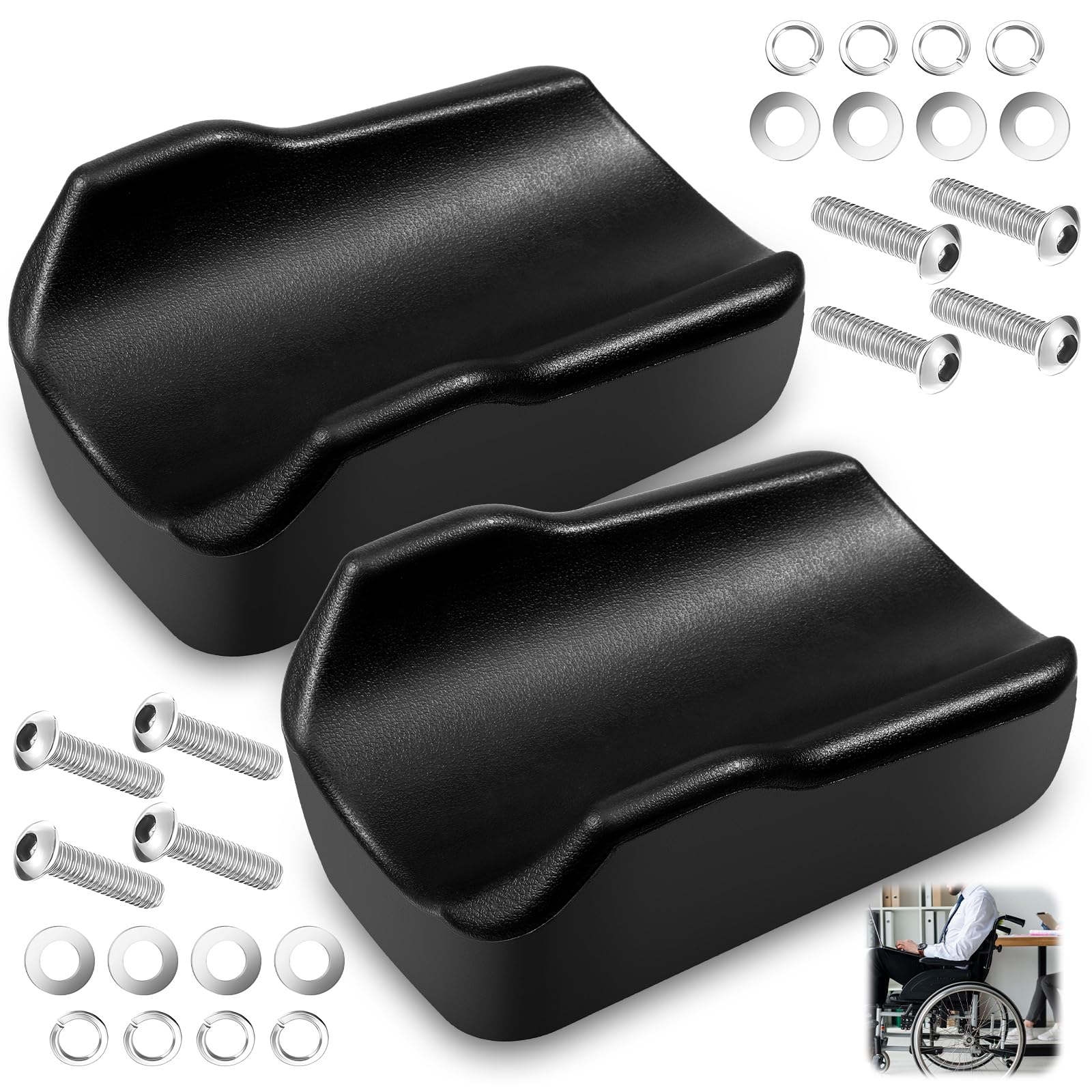 Photo 1 of 2 Pcs Walker Armrest Pads, Upright Walker Forearm Pads, Black Universal Replacement Armrest Pads, Soft and Comfortable, Includes Matching Screws