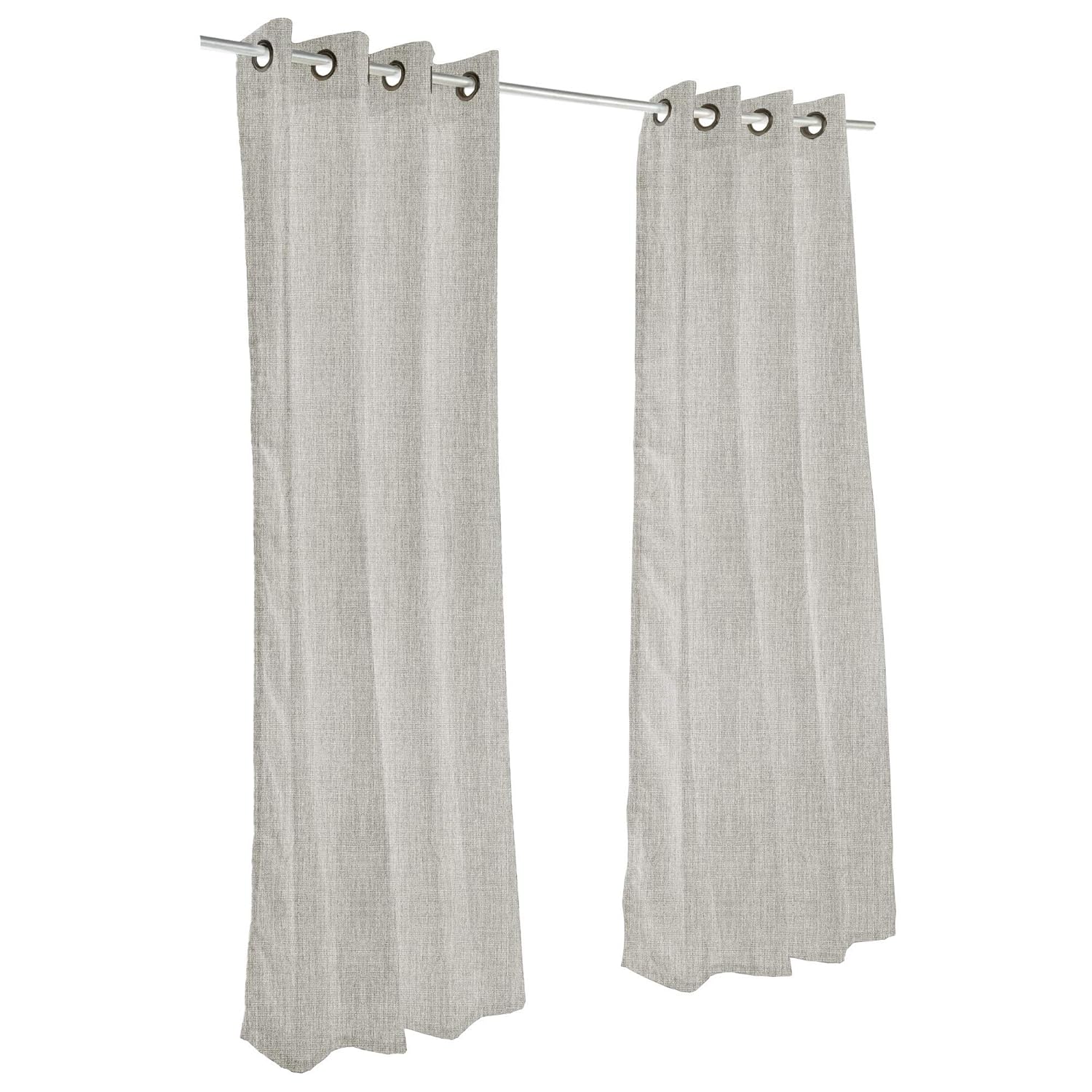 Sunbrella Canvas Brass Outdoor Curtain with Dark Gunmetal Grommets 50 in. Wide x 84 in. Long