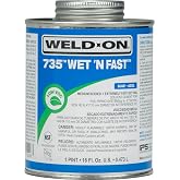 Weld-On 12496 735 Wet 'N Fast High Strength PVC Cement, Blue, 1 Pint