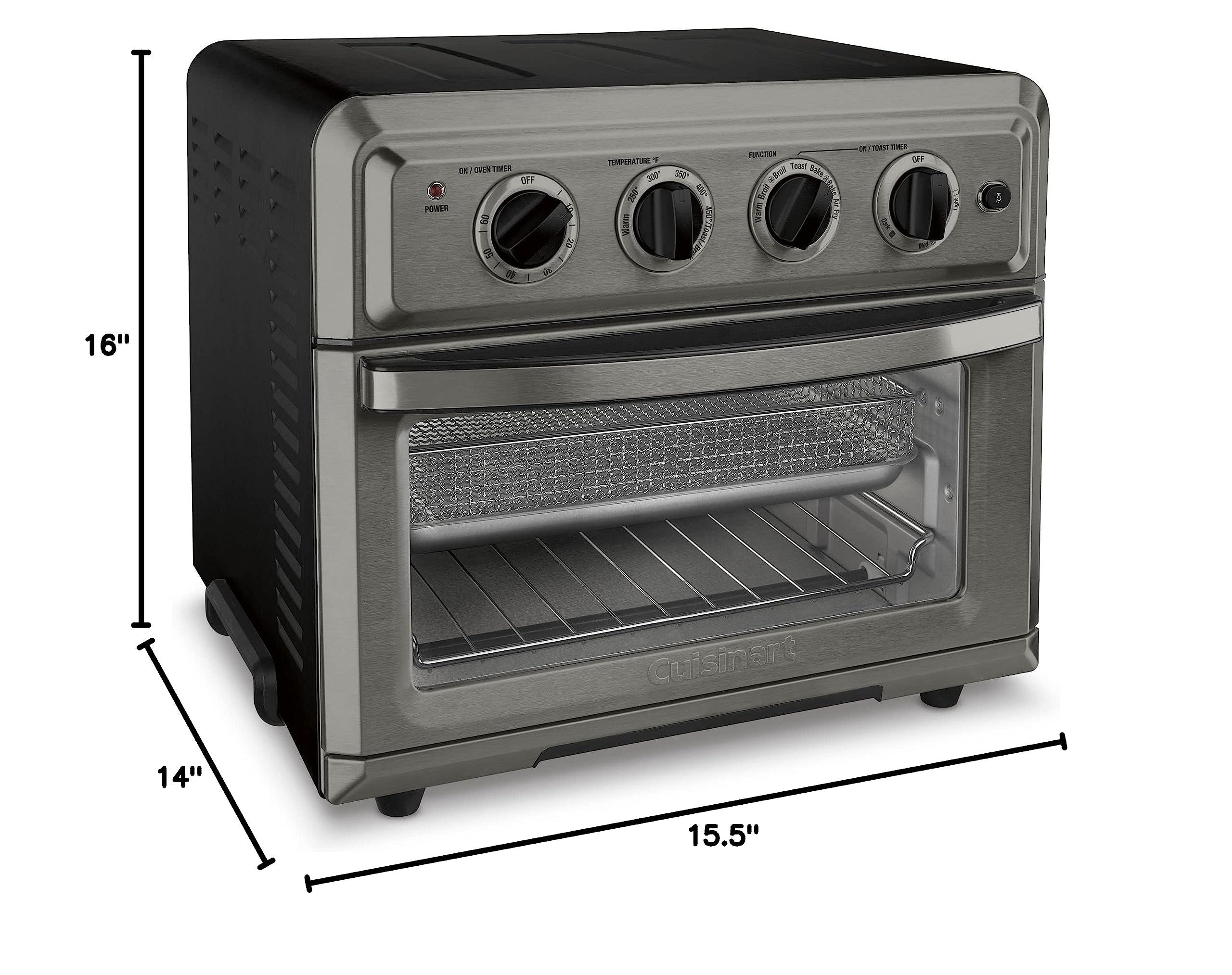 Cuisinart TOA-60BKS Convection AirFryer Toaster Oven, Premium 1800-Watt Oven with 7-in-1 Functions and Wide Temperature Range, Large Capacity AirFryer with 60-Minute Timer/Auto-Off, Black Stainless