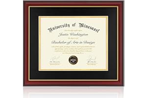 Minesaxel 15x18 Diploma Frames with 11x14 Black Mat Display Documents 11 x 14 or 15 x 18 without Mat, 14x11 Cherry Red Frame for Wall Mounting