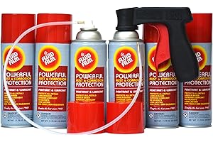 Fluid Film 11.75 oz Penetrating Oil Spray 6 Pack, Spray Can Extension Wand, Can-Gun1 Premium Can Tool Aerosol Spray, FLAS11RD