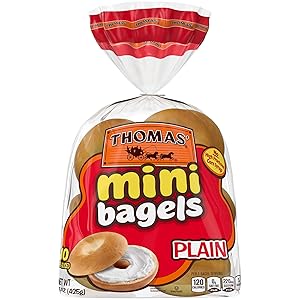 Thomas' Plain Mini Bagels, Great for Before or After School Snack, 10 count, 15 oz