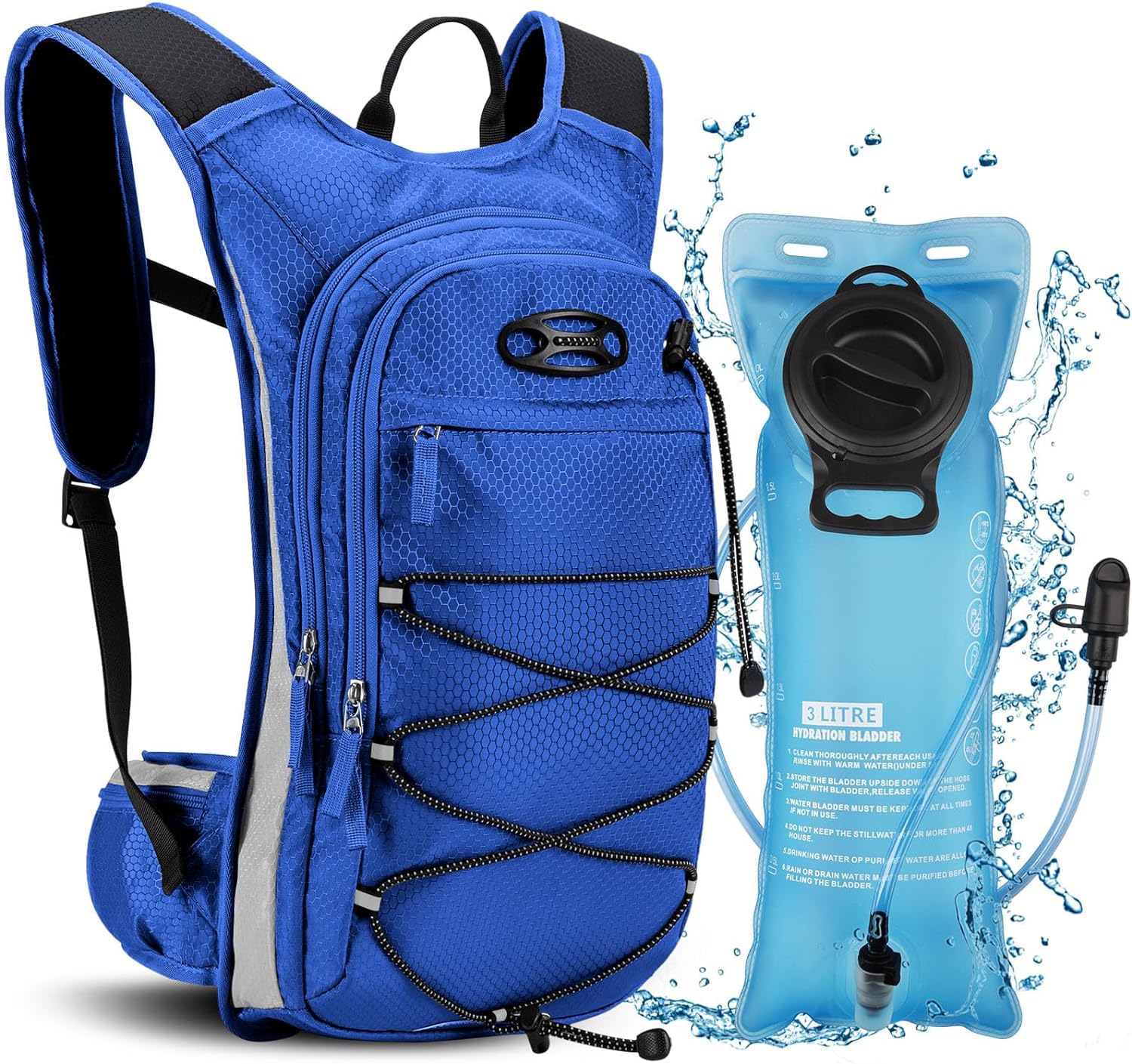 Photo 1 of NOOLA 3L Hydration Backpack, Insulated Water Backpack, Hiking Backpack with Water Bladder, Water Bladder Backpack for Hiking, Biking, Running, Climbing, Royal Blue