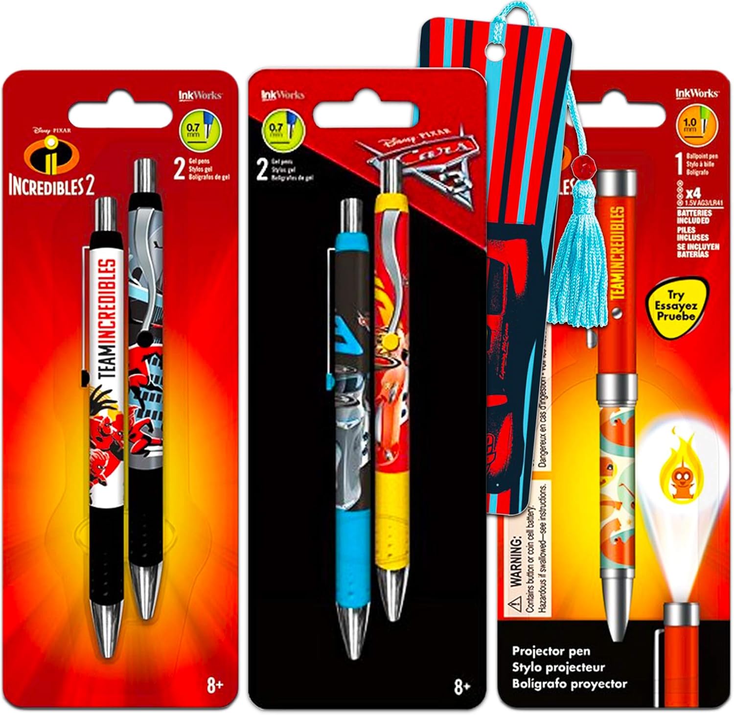 Disney Cars Incredibles Pens Pack - Bundle Includes 5 Pens and Bookmark (Disney Office and School Supplies)