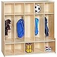 Contender 5-Section Coat Locker with Bench & Cubby Storage for Kids, Backpack Organizer with Cubbies Storage for Daycare, Preschool, Kindergarten [Natural]