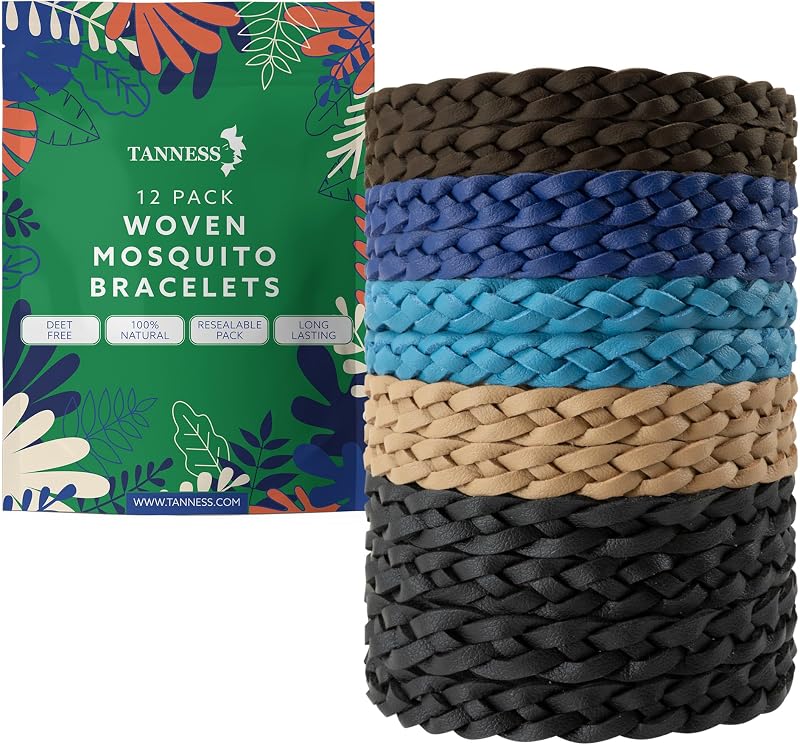 TANNESS Mosquito Repellent Bracelet 12 Pack Deet-Free 250 Hours Waterproof
