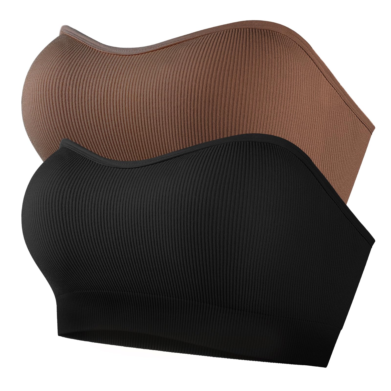 Finduself Strapless Bras for Women Non-Slip Padded Bandeau Bra Wireless Tube Top Bra Including Clear Straps