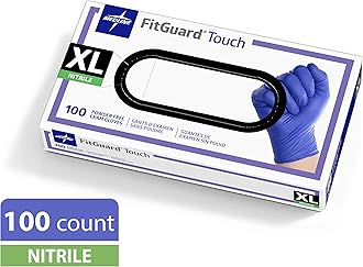 Medline FitGuard Touch Nitrile Exam Gloves, 100 Count, X-Large, Powder Free, Disposable, Not Made with Natural Rubber Latex, Excellent Sense of Touch for Medical Tasks, Durable for Household Chores