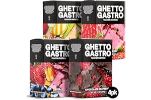 Ghetto Gastro Toaster Pastries Variety 4-Pack, 16 Bars (Strawberry, Chocolate Raspberry, Maple Apple Cinnamon, Peanut Butter & Jelly) - Plant Based, Vegan & Non-GMO Ingredients, Kosher Certified
