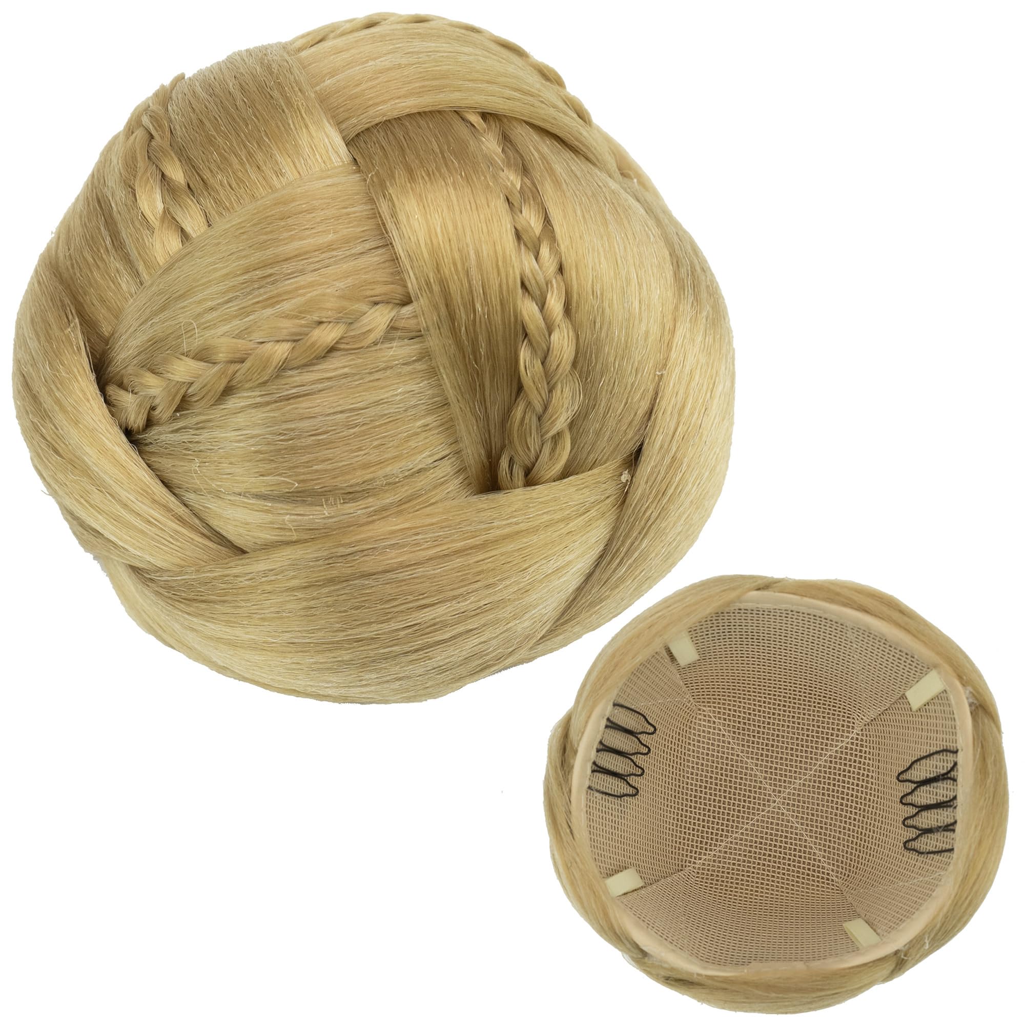 IMISSU Braided Chignon Dancer Hair Cover Donut Hairpieces Scrunchies Women Hair Buns Wig Updo for Wedding Party (M1 Ash Blonde)