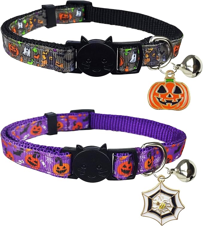 Pet Supplies Halloween Cat Collar with Bell, Holiday Kitty Kitten