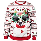 QPQEQTQ Unisex Ugly Christmas Sweatshirt Funny 3D Graphic Pullover Long Sleeve Crewneck Sweater for Women Men