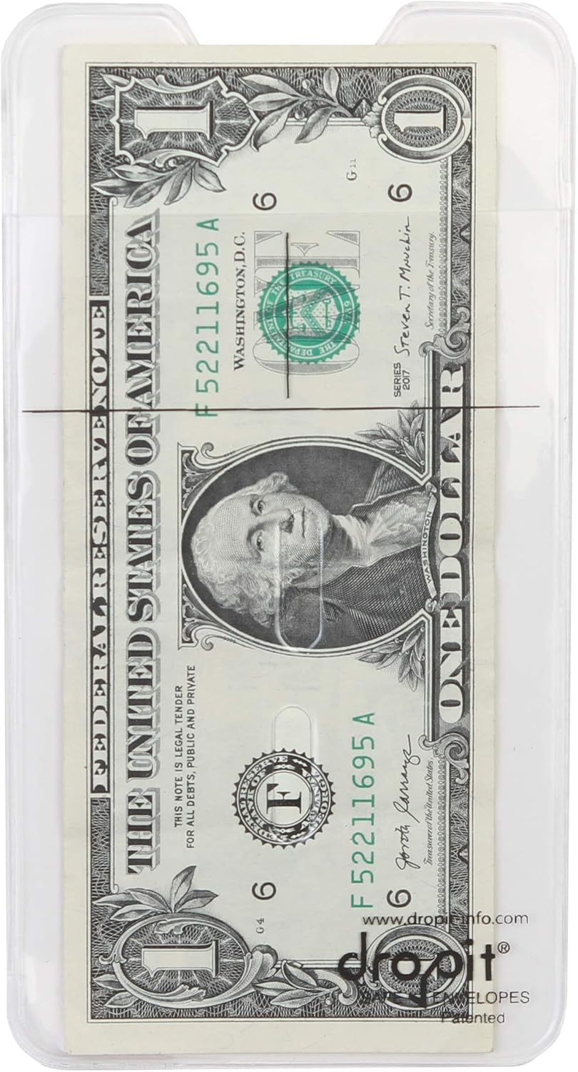 Reuseable Dropit Safe Envelope for Safe Depositing of Currency and Money, Organize Coupon, Currency and Other Documents (Clear, 10) : Office Products