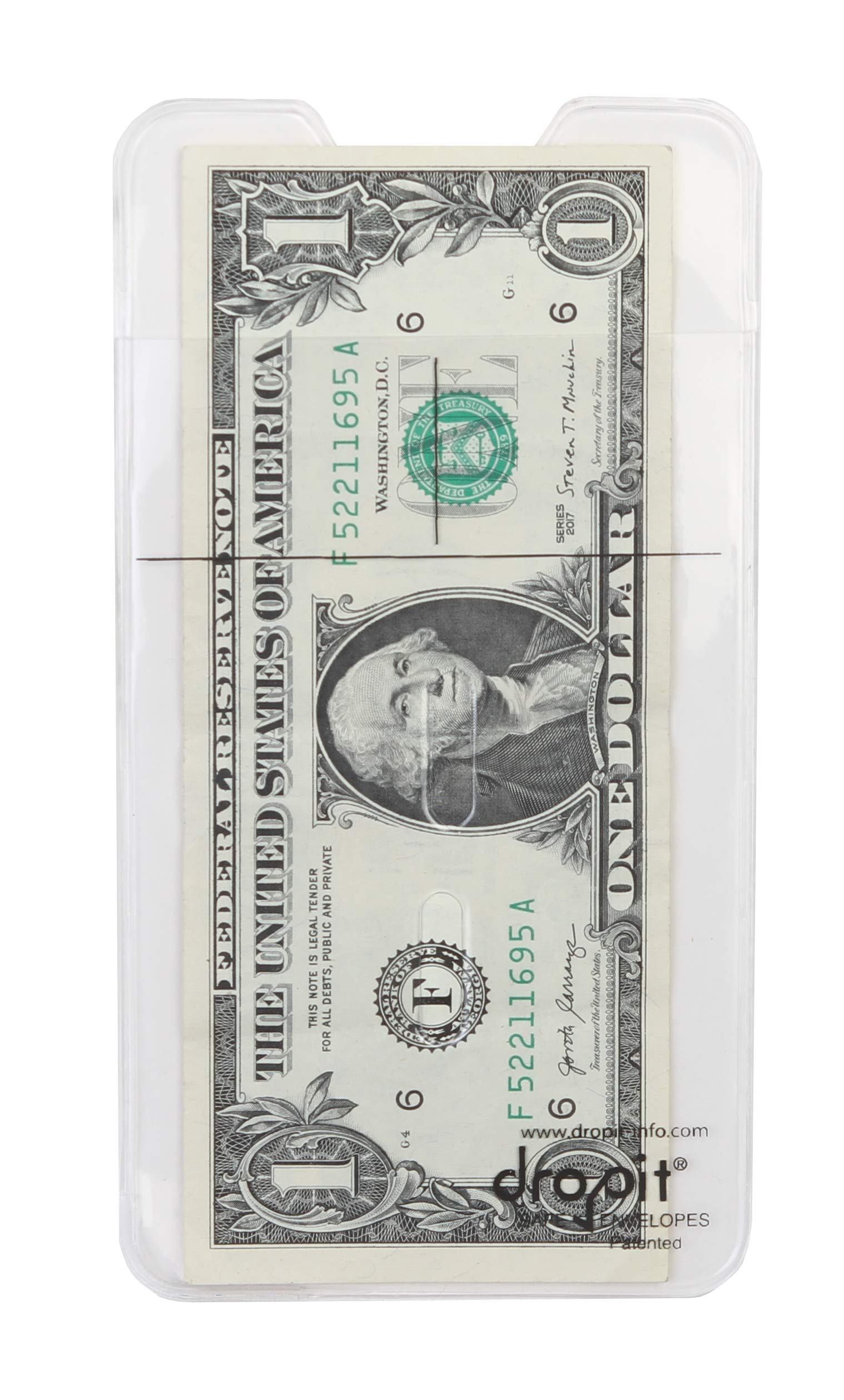 UBICON Reuseable, Heavy-Duty Vinyl DropIt Safe Envelope for Depositing of Currency and Money, Size 10, Clear