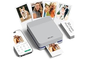 Nelko Portable Photo Printer, PP03 Color Mini Photo Printer for iPhone & Android, with 50 Sheets of Photo Paper, Bluetooth Pi