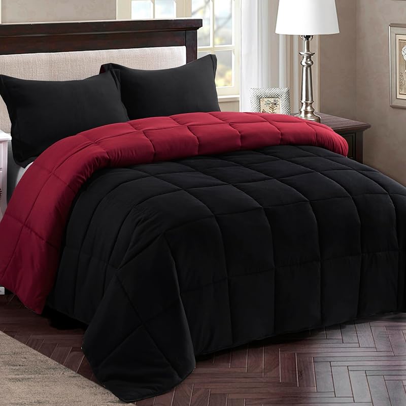 HIG 3 Pieces Black Reversible Duvet King 240 x 220cm OEKO-TEX 10.5 Tog
