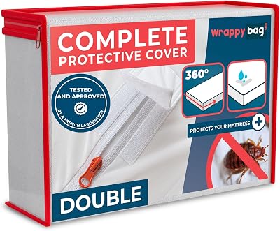 Wrappybag Bed Bugs Mattress Protector Double Size Waterproof Cotton Surface