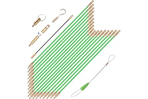GURADESIGN 23.8FT Fiberglass Running Electrical Wire Cable Glow Rods Wire Pulling, Fish Rods Electrical Kit with 6 Different Attachments and Fish Tape Wire Puller Kit (Green)