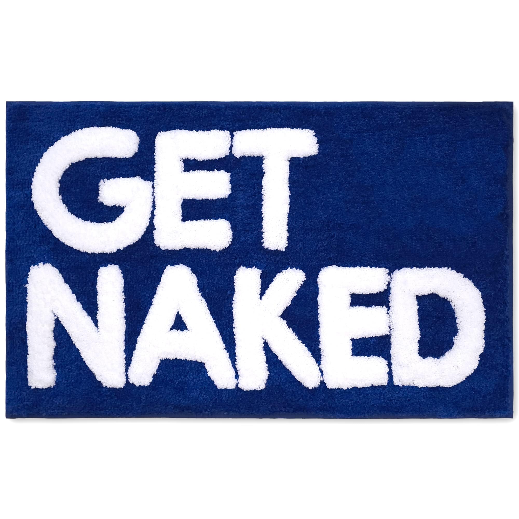 New Mungo Get Naked Bath Mat Blue - Cute Bathroom Rugs, Funny Bath Mat, 31" x 20"