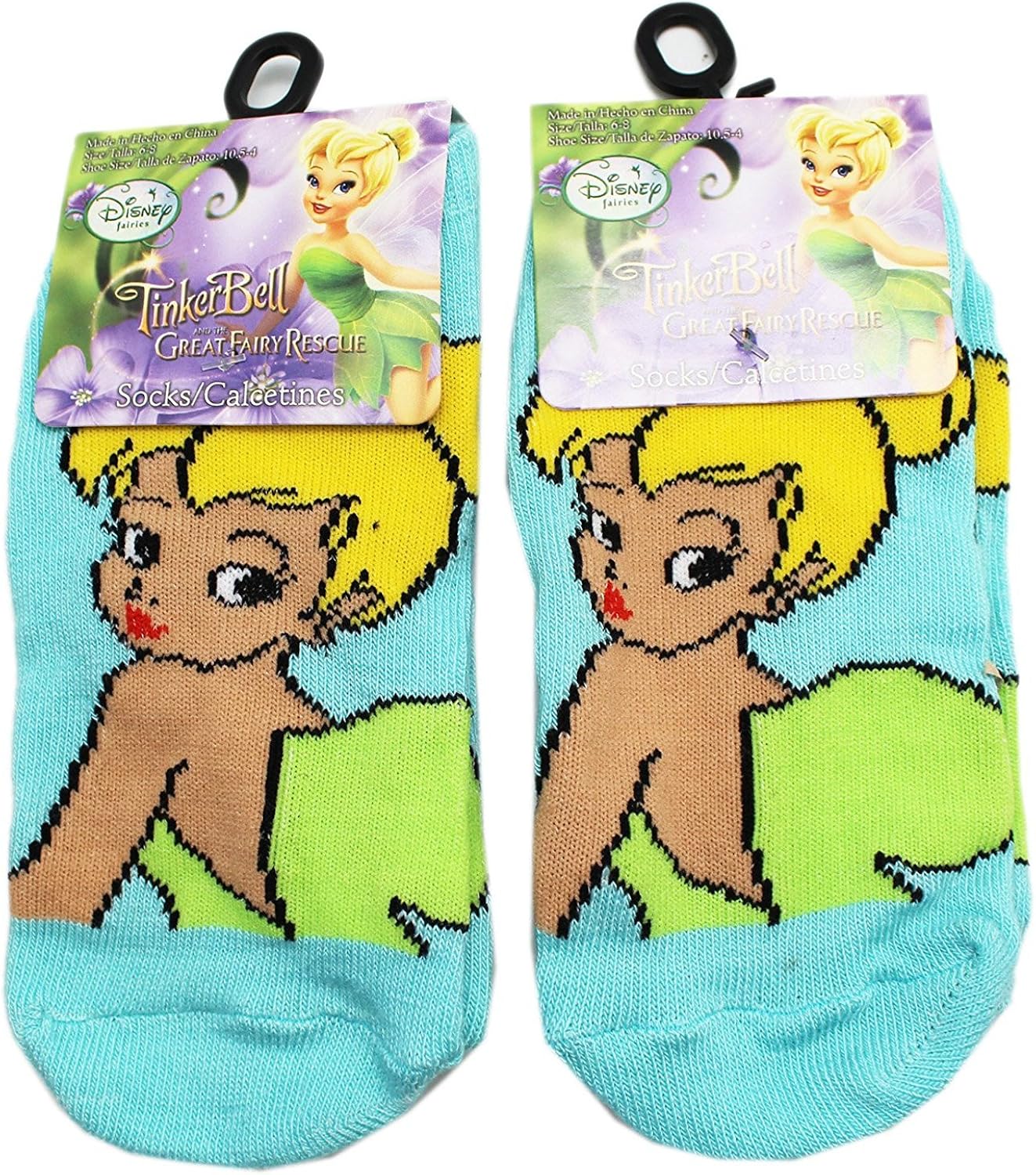 Disney's Tinker Bell Sky Blue Colored Kids Socks (2 Pairs