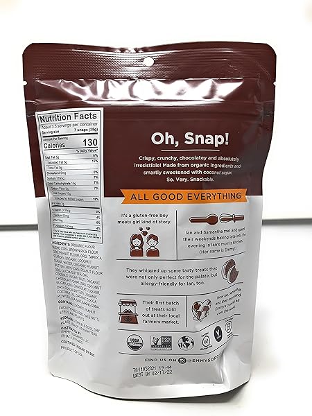 EMMYS ORGANIC PEANUT BUTTER BROWNIE SNAPS, 3.35 OZ