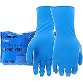 PIP Grippaz Food Plus 8 Mil Nitrile 12" Disposable Gloves 48-Pack, Fish Scale Grip, Enhanced Fatty Food Handling, Blue, 3X-Large (67-308/XXXL)