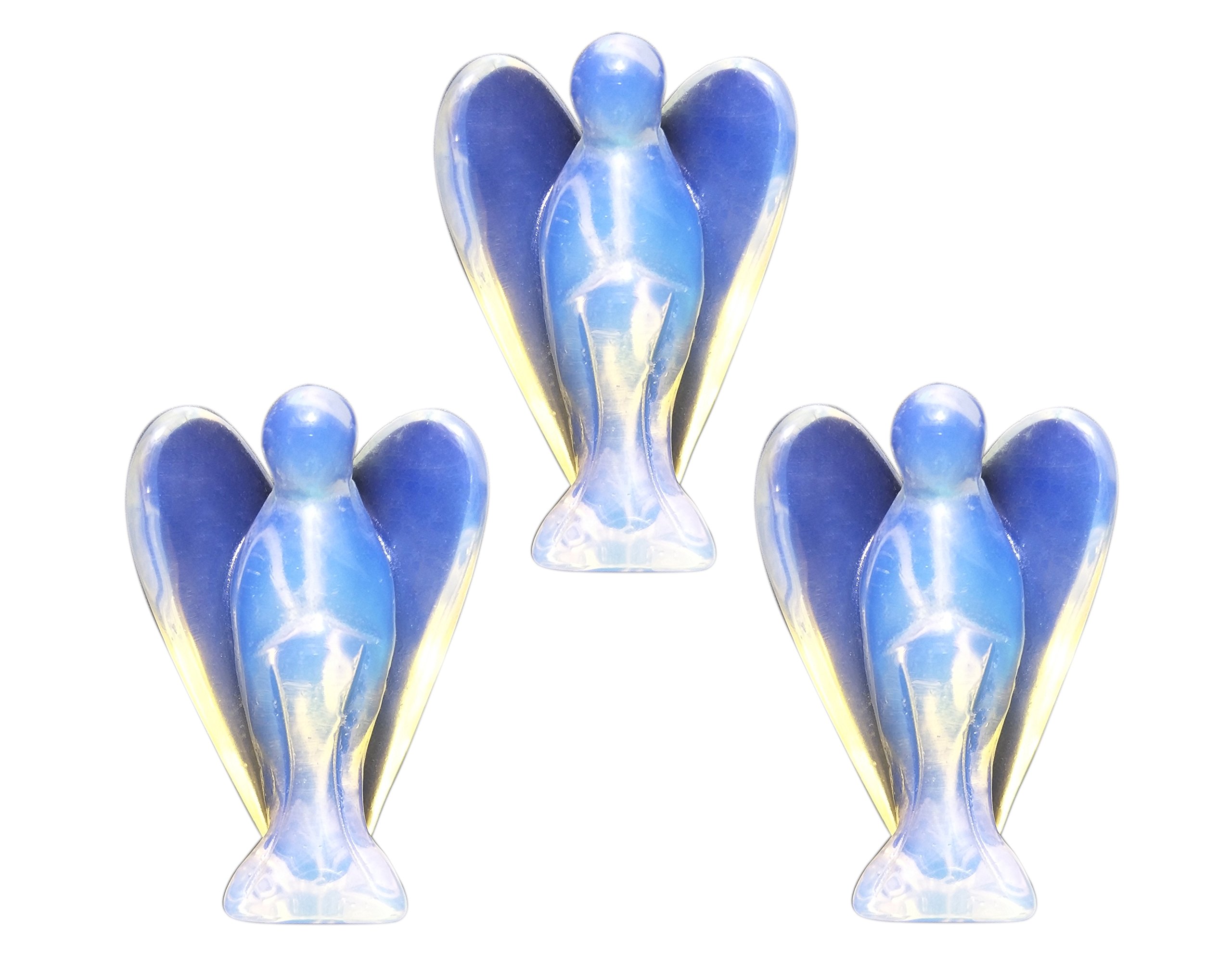 Set of 3 Guardian Angels Made Opalite Stone, Pocket Size, Free Standing