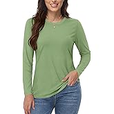 YUCOLEN Long Sleeve Shirts for Women Cotton Crewneck Casual T-Shirts Soft Basic Tee Long Sleeve Tops