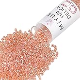 Miyuki Delica Seed Beads – Size 11/0 (1.6 mm), DB0054, Lined Peach AB, 7.2 g, Approx. 1440 Beads, Made in Japan